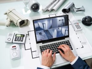 Person,Monitoring,Smart,House,On,Digital,Tablet